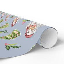 Load image into Gallery viewer, Cheery Santa Holiday Wrapping Paper Roll - Blue
