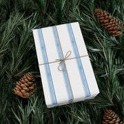 Wrapping Paper Roll, Blue Ticking Stripe Christmas Holiday Gift Wrap - Matches Blue Santas, Festive Roll Wrap Set, Seasonal Gift Wrap, Gift