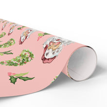 Load image into Gallery viewer, Cheery Santa Holiday Wrapping Paper Roll - Pink
