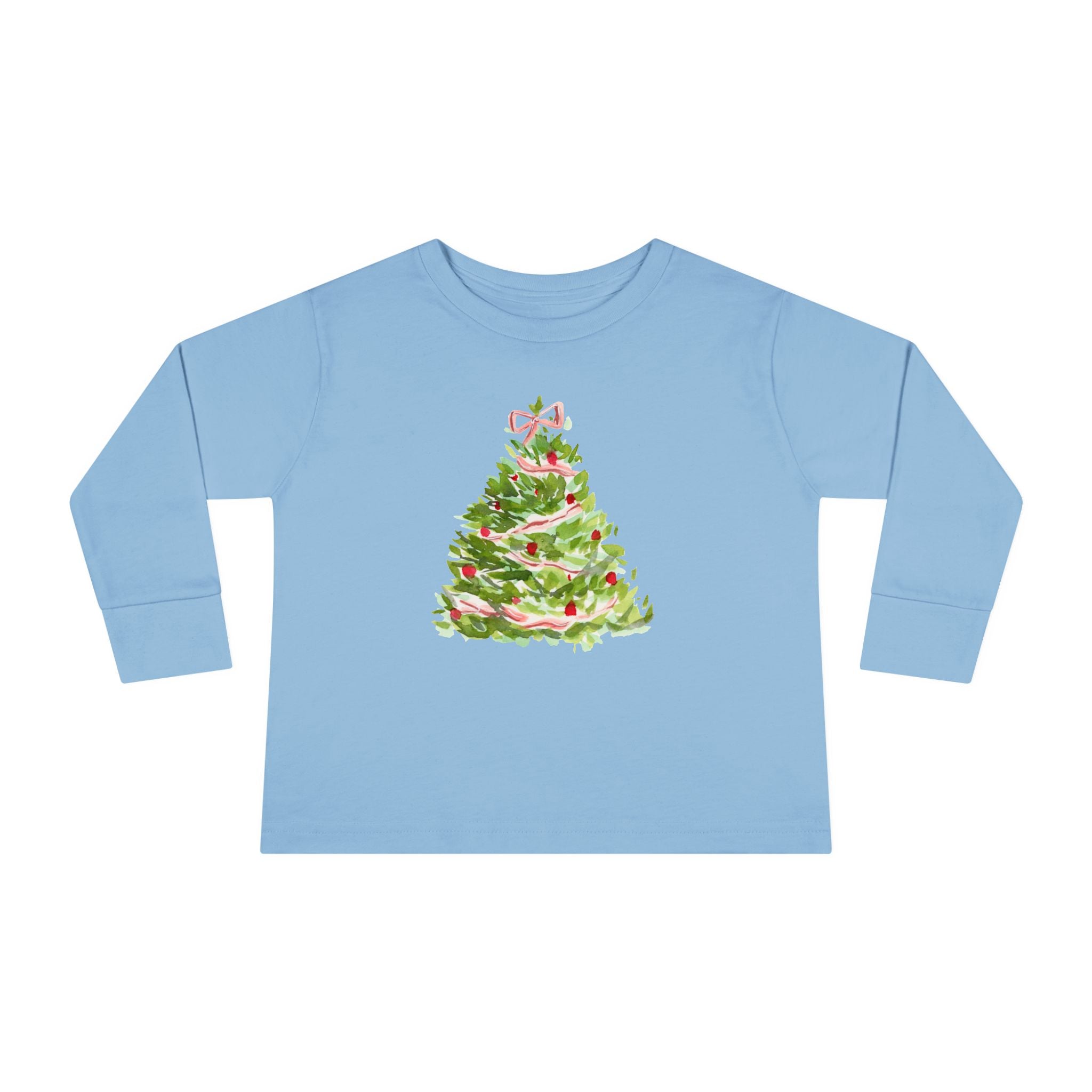 Watercolor Christmas Tree Toddler Long Sleeve Tee