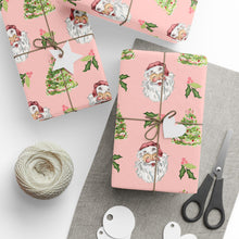 Load image into Gallery viewer, Cheery Santa Holiday Wrapping Paper Roll - Pink
