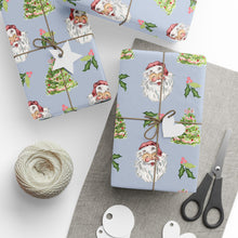 Load image into Gallery viewer, Cheery Santa Holiday Wrapping Paper Roll - Blue
