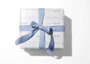 Wrapping Paper, Blue Bow Baby Shower Gift Wrap, Grandmillennial Vintage Style, Birthday Present, Celebration Decor, Holiday Crafting