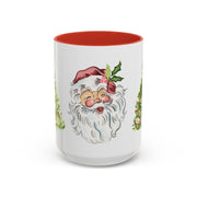 Watercolor Santa and Christmas Tree Mug with Cute Bows