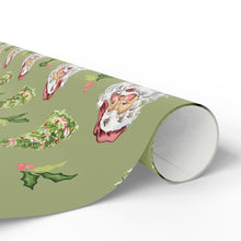 Load image into Gallery viewer, Cheery Santa Holiday Wrapping Paper Roll - Green
