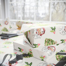 Load image into Gallery viewer, Cheery Santa Holiday Wrapping Paper Roll - Beige
