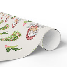 Load image into Gallery viewer, Cheery Santa Holiday Wrapping Paper Roll - Beige
