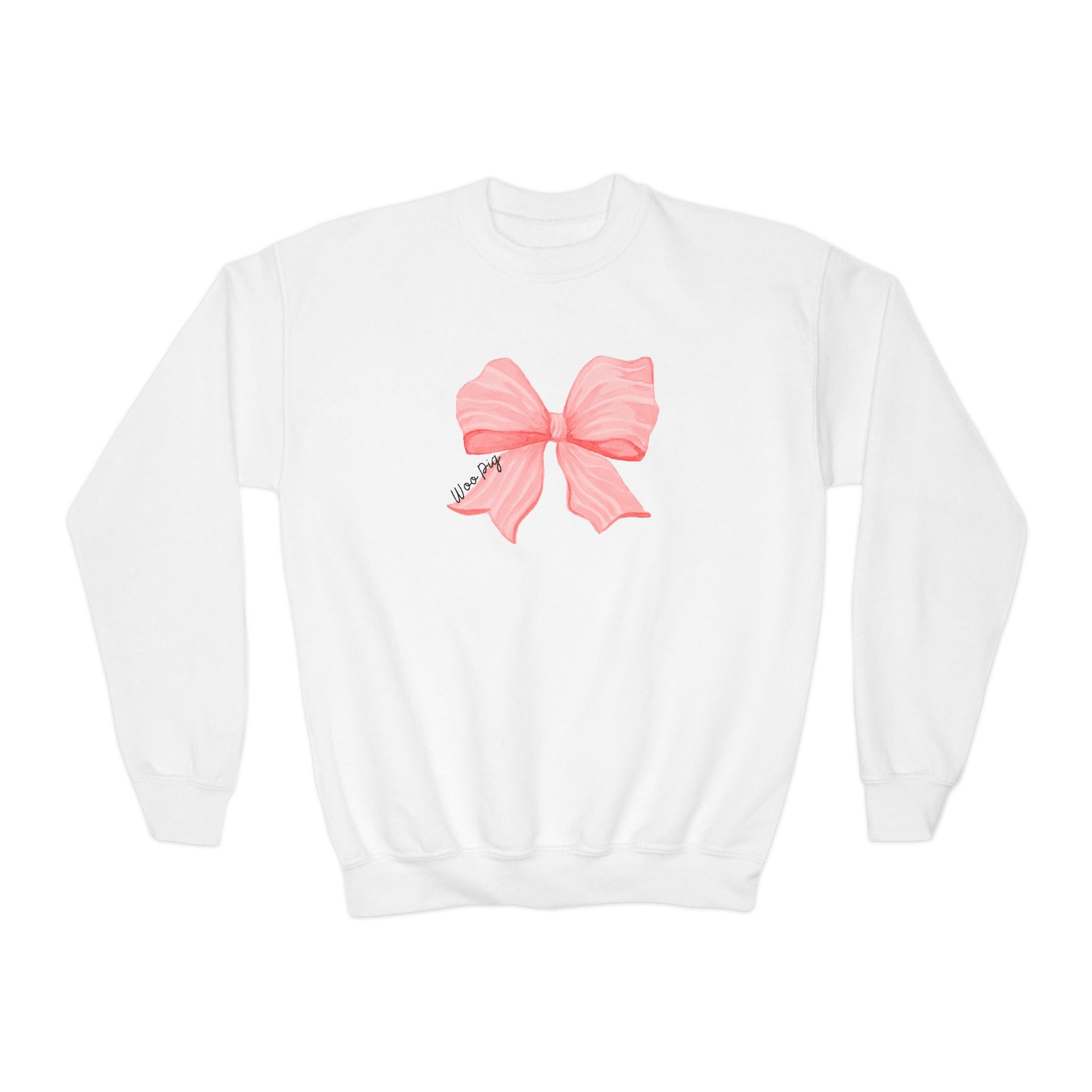 Pink Bow Woo Pig Hogs Youth Crewneck Sweatshirt