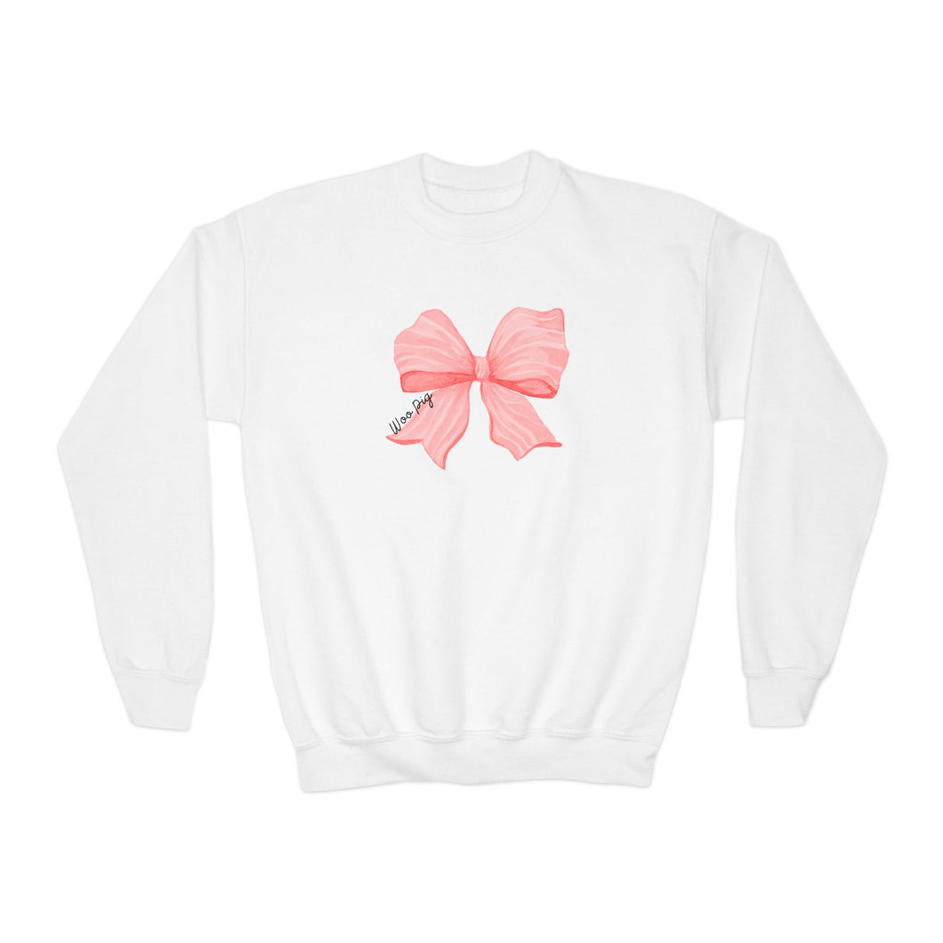 Pink Bow Woo Pig Hogs Youth Crewneck Sweatshirt