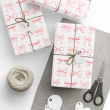 Load image into Gallery viewer, Pink Bow Wrapping Paper Roll
