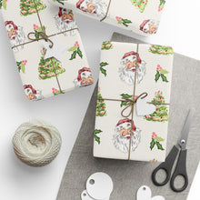 Load image into Gallery viewer, Cheery Santa Holiday Wrapping Paper Roll - Beige
