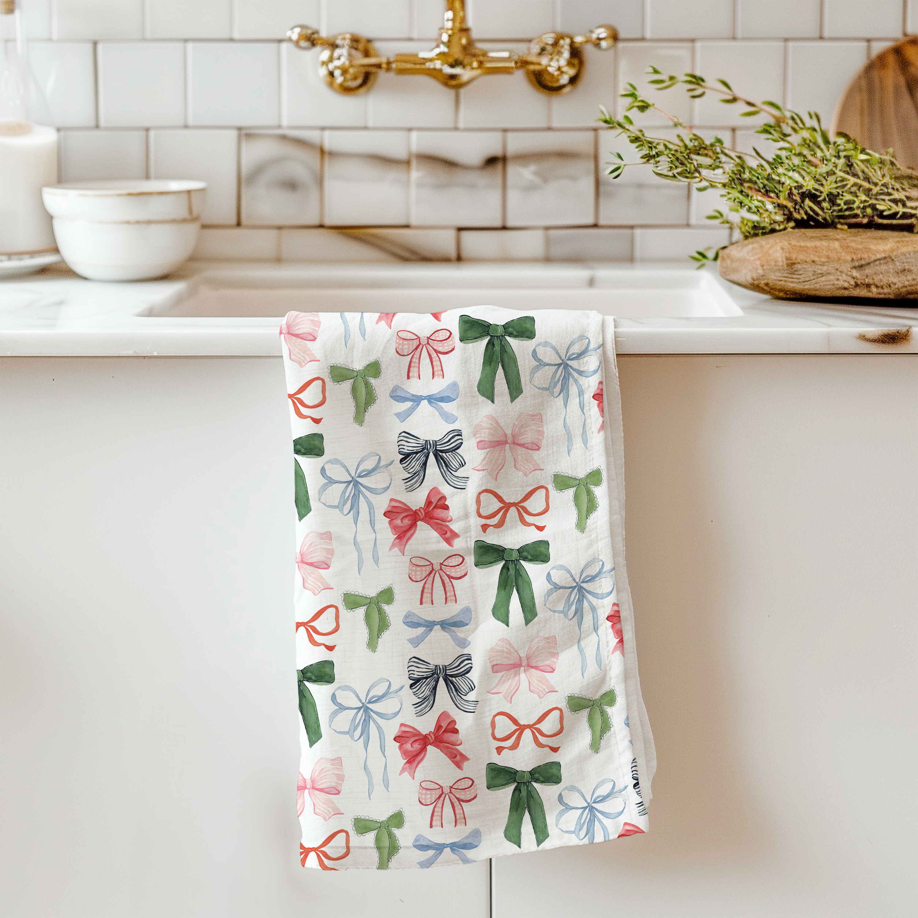Tea Towel | Holiday Bows Full Print