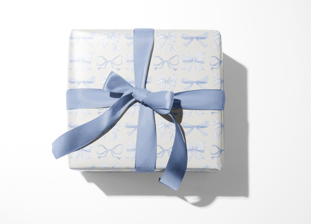 Blue Bow Wrapping Paper Roll