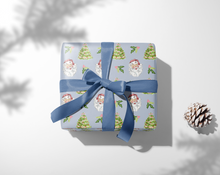 Load image into Gallery viewer, Cheery Santa Holiday Wrapping Paper Roll - Blue
