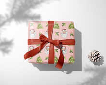 Load image into Gallery viewer, Cheery Santa Holiday Wrapping Paper Roll - Pink
