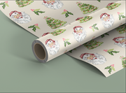 Cheery Santa Cream Wrapping Paper - Large Roll