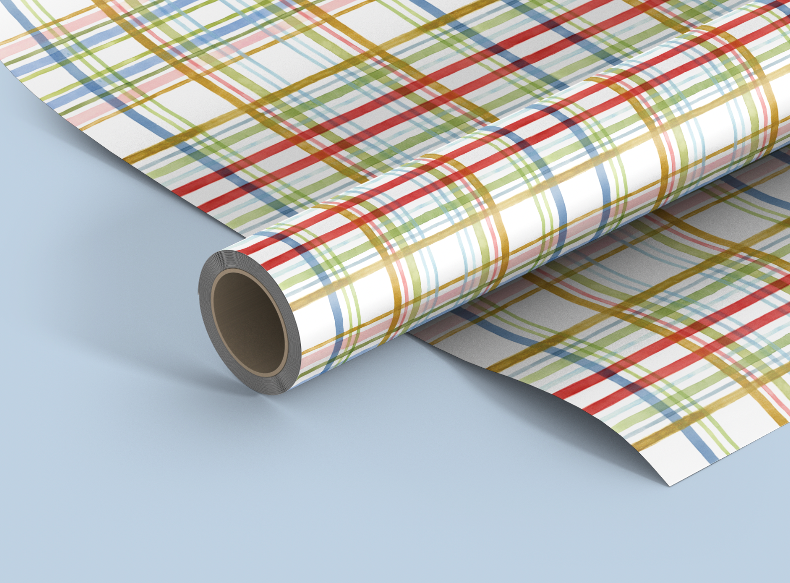 Bright Holiday Plaid Wrapping Paper - Large Roll