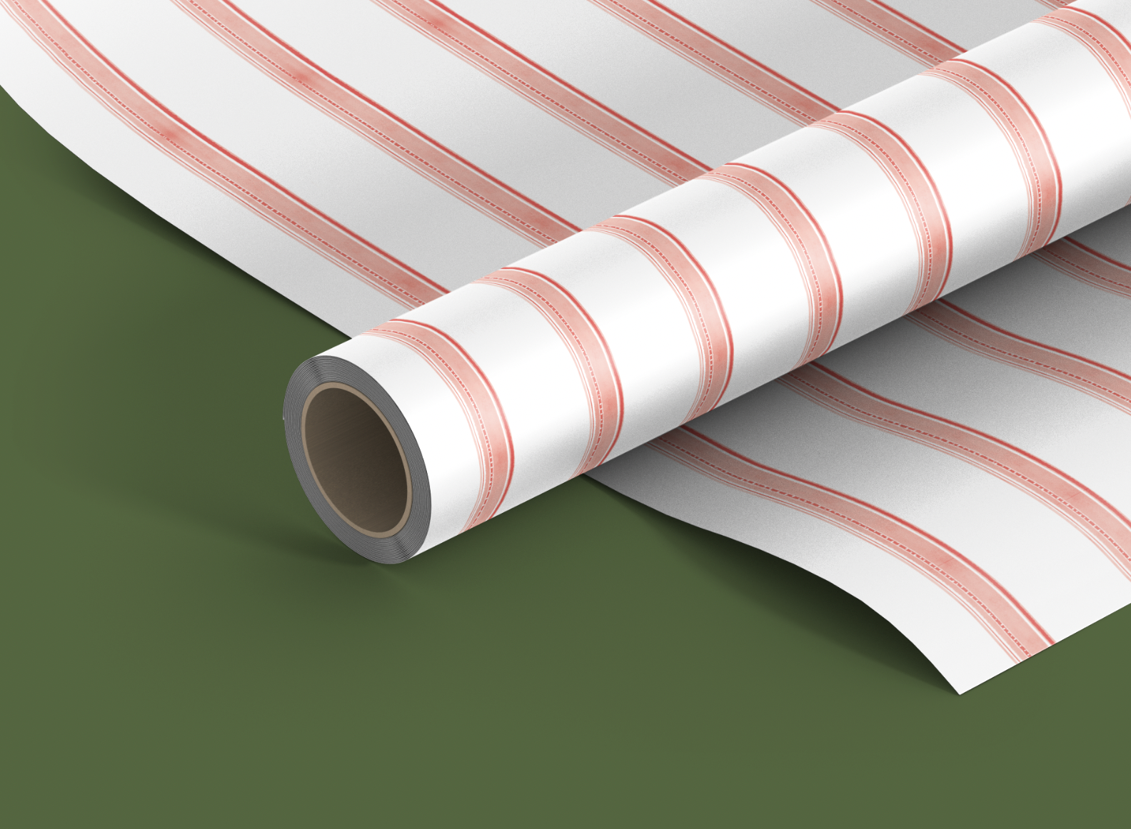 Red Ticking Stripe Wrapping Paper - Large Roll