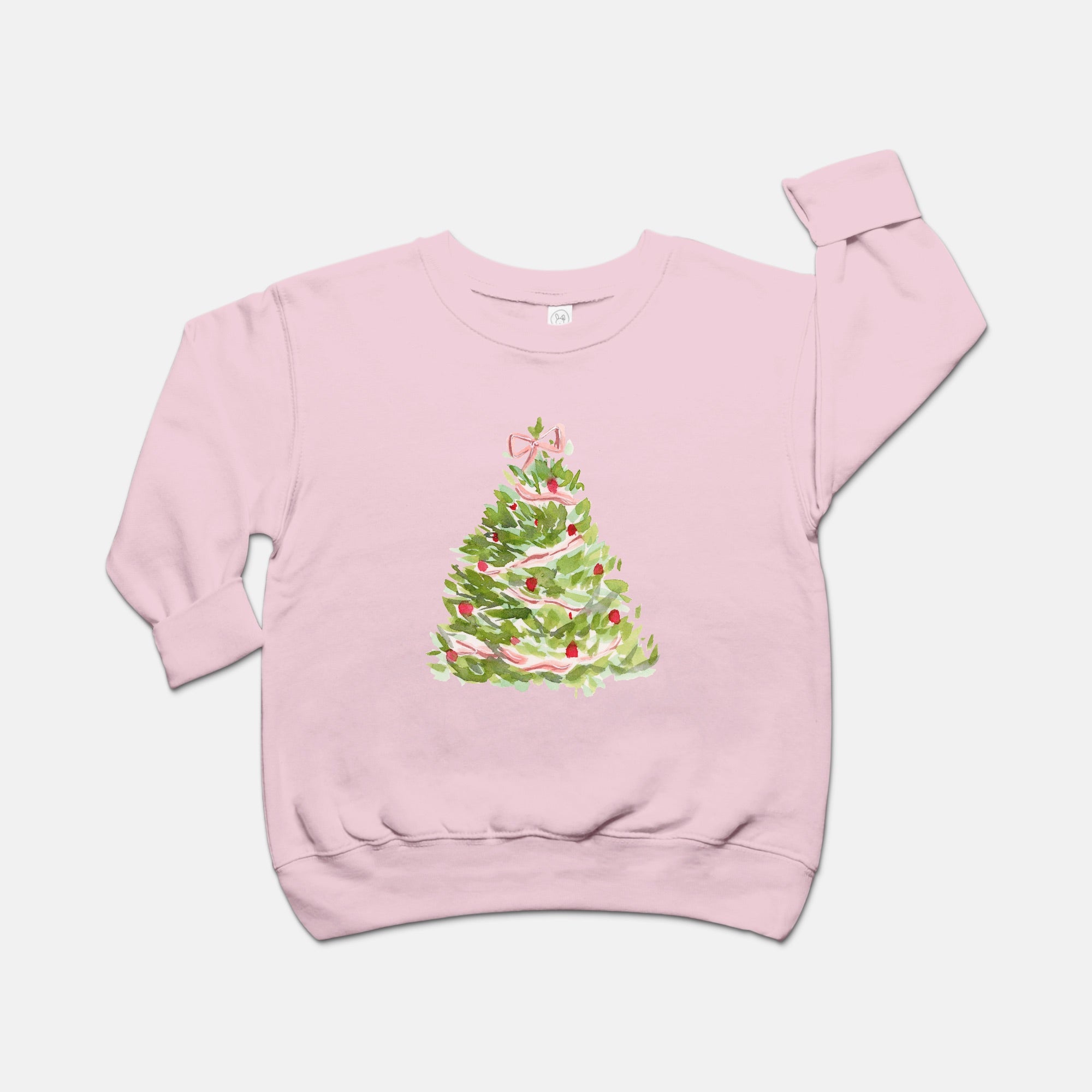 Watercolor Christmas Tree Toddler Crew Neck Sweatshirt