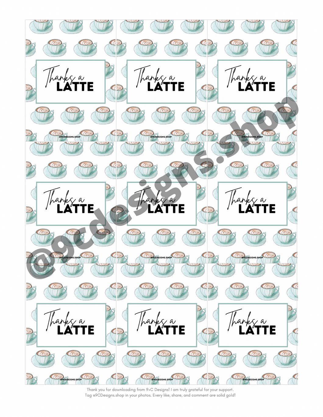 Thanks a Latte | Downloadable Gift Tag