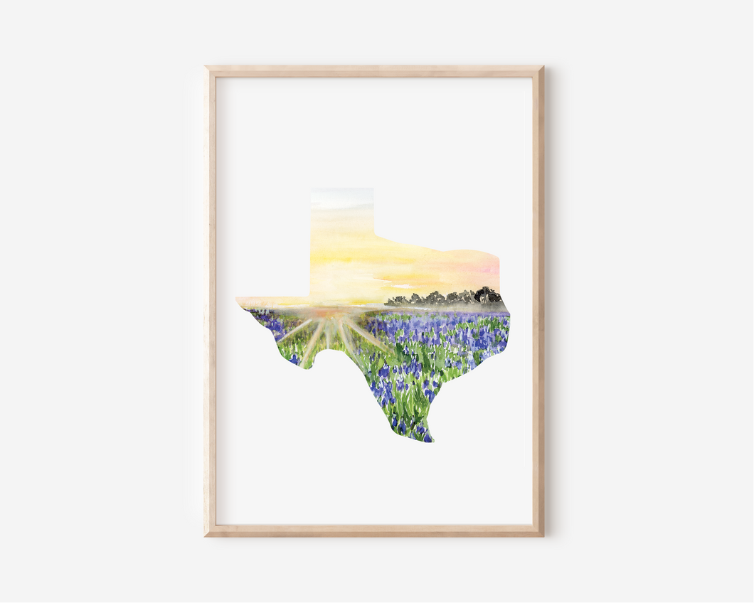 State of Texas Bluebonnets Art Print | Pre-Order