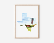 State of Texas Windmill Art Print | Pre-Order